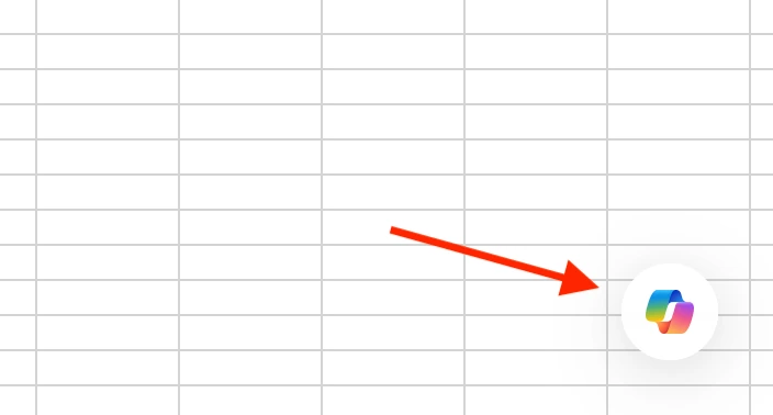 Official Microsoft screenshot of the Copilot button in the lower corner of a Microsoft Excel worksheet, from Microsoft Support. Used with permission from Microsoft.